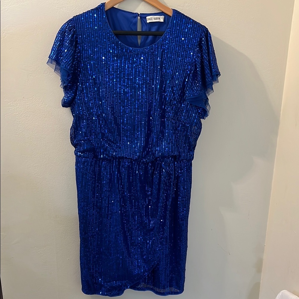 Grace Karin Vibrant Blue sequin dress